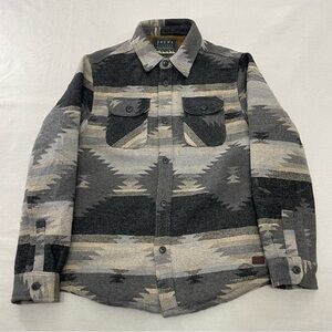 Jachs New York Shacket Shirt Jacket Mens Medium Aztec Sherpa Lined Wool Blend